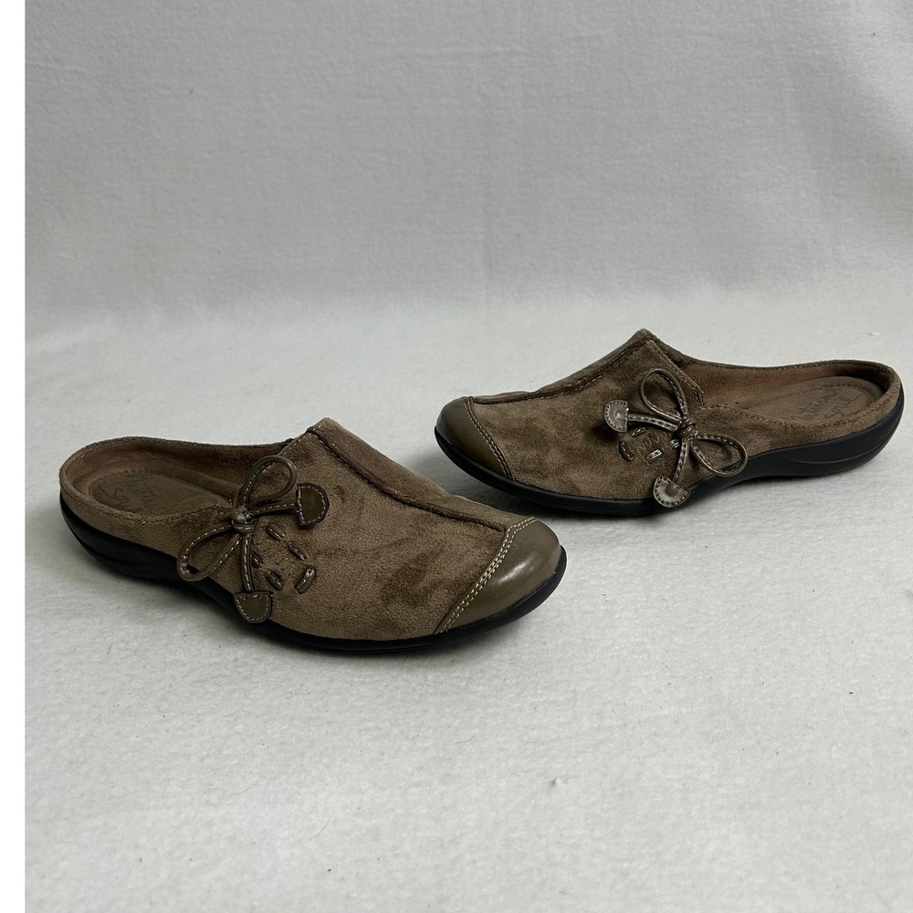 Boho Natural Soul Womens 6.5M Brown Faux Suede Bow Detail Comfort Mule Clogs
